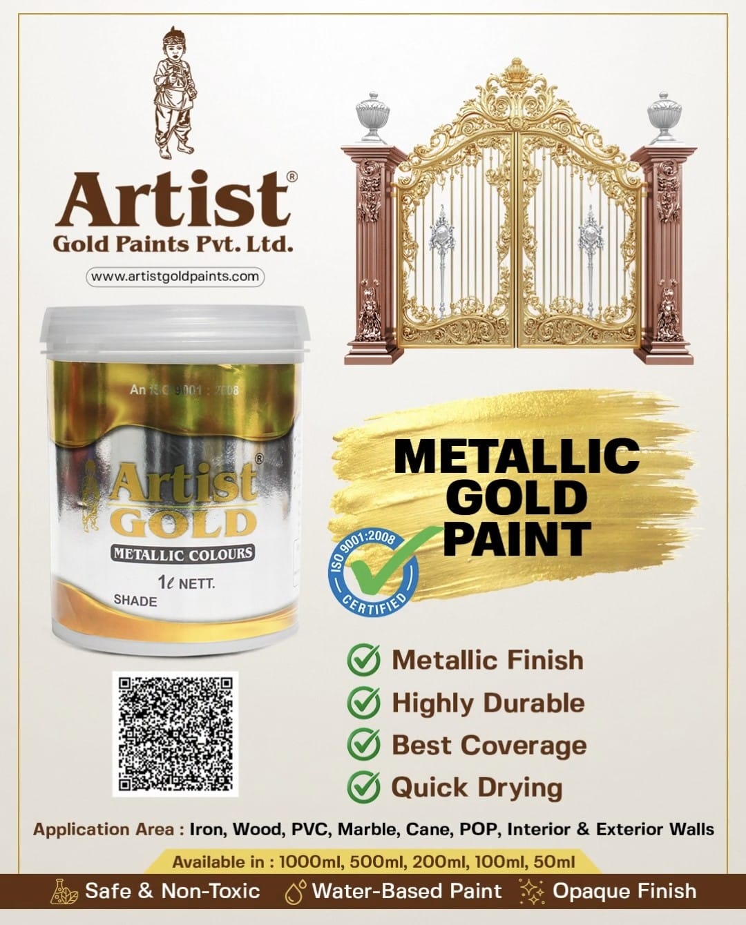 MATALIC GOLD PAINT Artist ® AMBER METALLIC GOLD PAINT - Image 1
